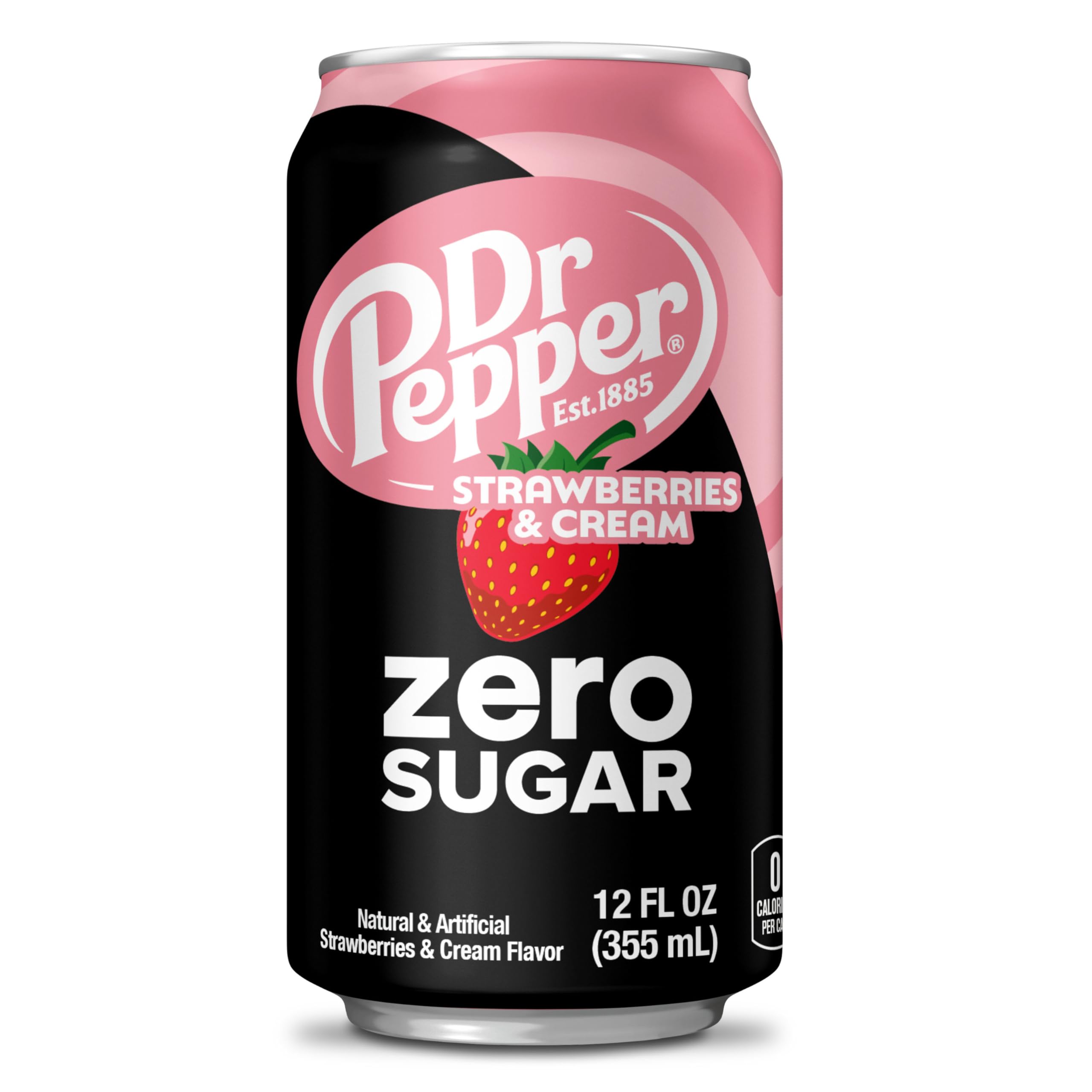 Chilled Dr Pepper Zero Strawberries and Cream cans ready for cold refreshment.