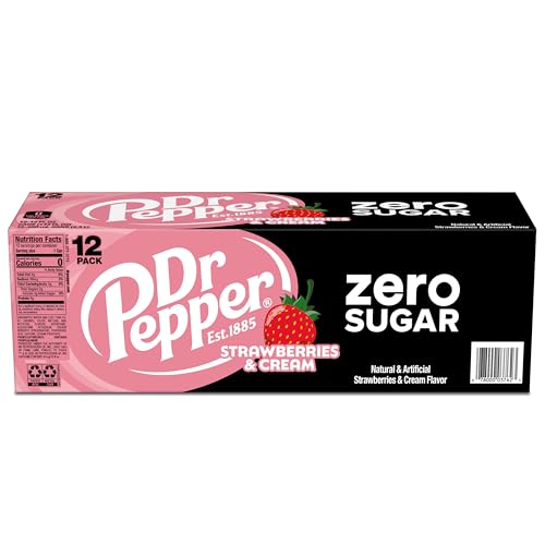 Ice-cold Dr Pepper Zero Strawberries and Cream ready for quick enjoyment.