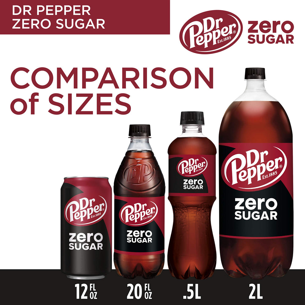 Tilted can of Dr Pepper Zero Sugar highlights design