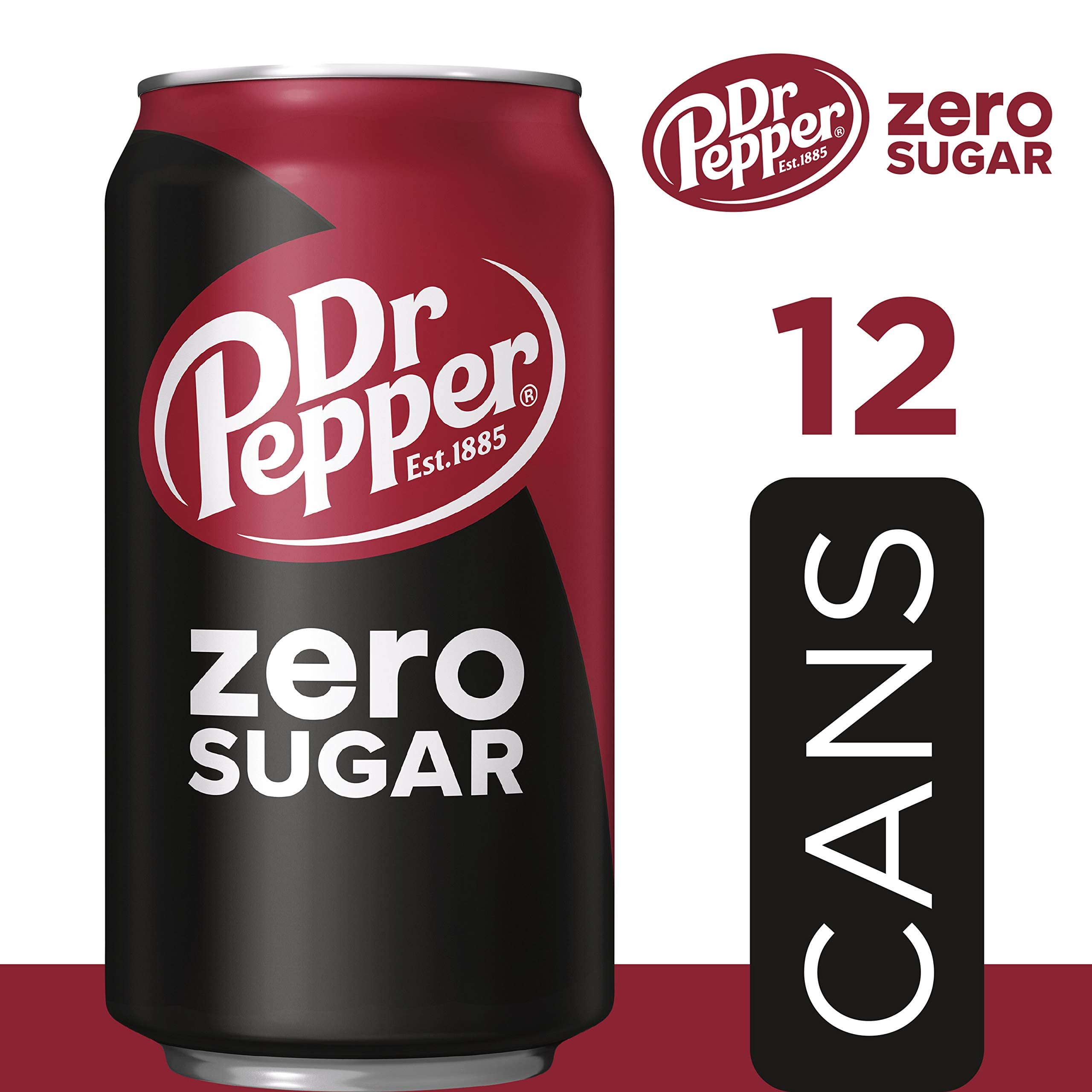 Chilled Dr Pepper Zero Sugar 12oz can with ice
