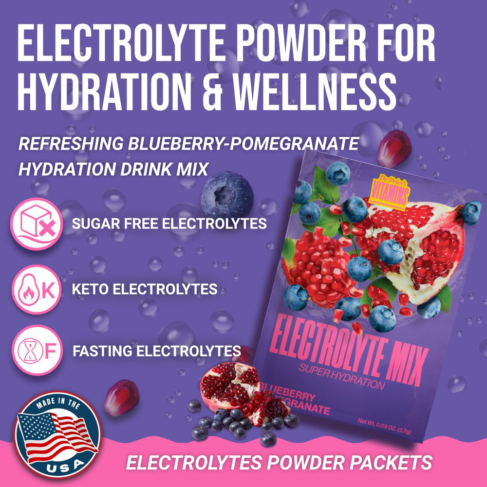 Dr. Price's Electrolytes Blueberry Pomegranate mixed in water supports balanced hydration