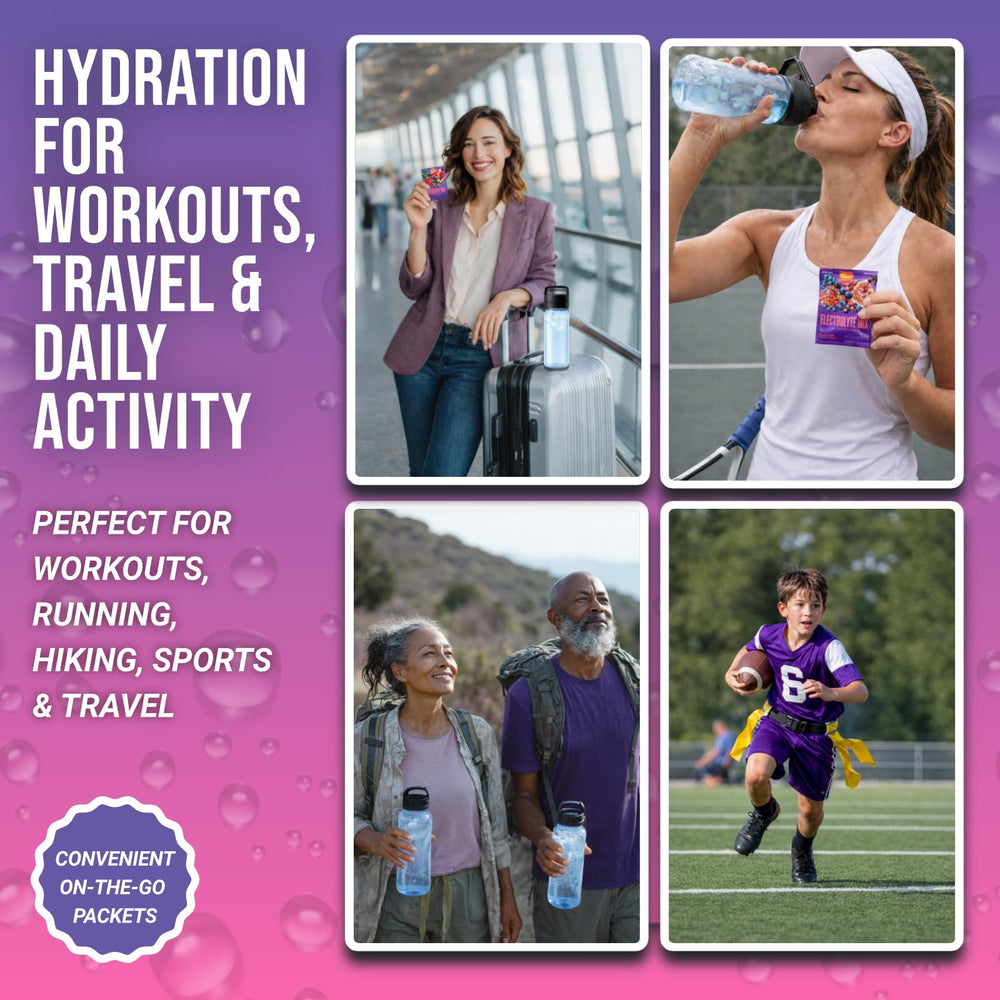 Dr. Price's Electrolytes Blueberry Pomegranate packets deliver tasty hydration
