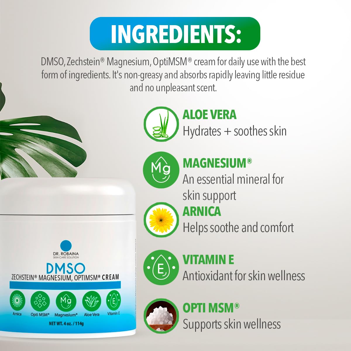 Dr. Robaina DMSO Cream container top view emphasizing hygienic packaging