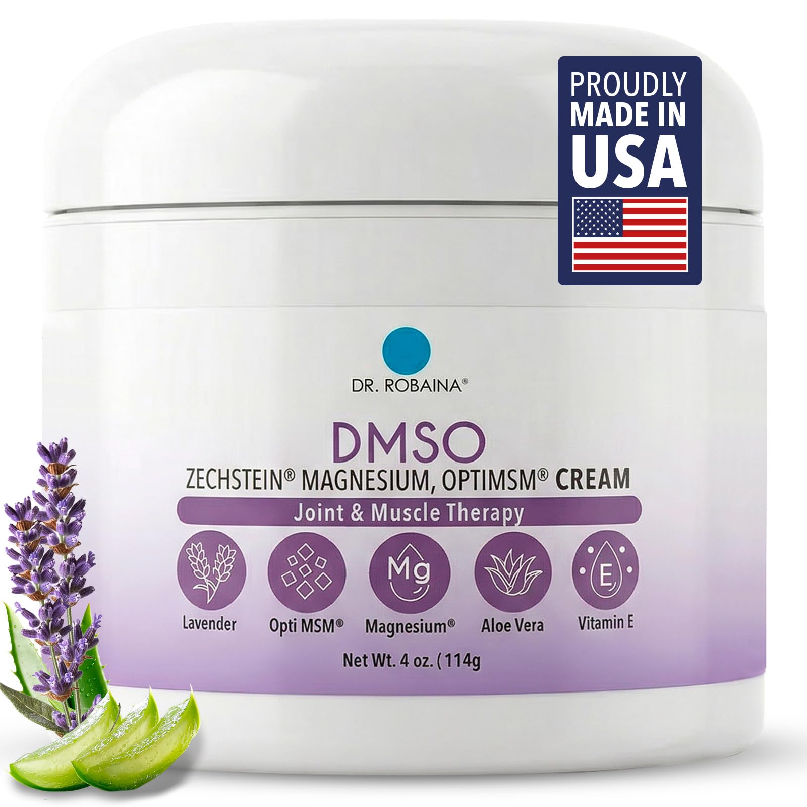 Dr. Robaina Lavender DMSO Cream jar on a clean surface for easy topical use