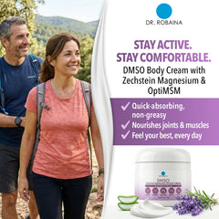 Close-up of Dr. Robaina Lavender DMSO Cream label emphasizing pharmaceutical-grade DMSO