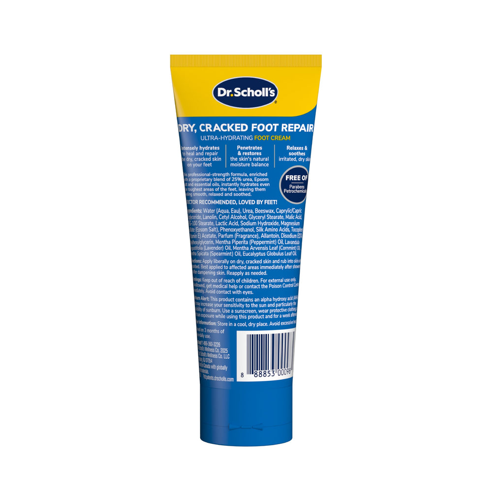 Dr. Scholl's foot care routine supports softer feet.
