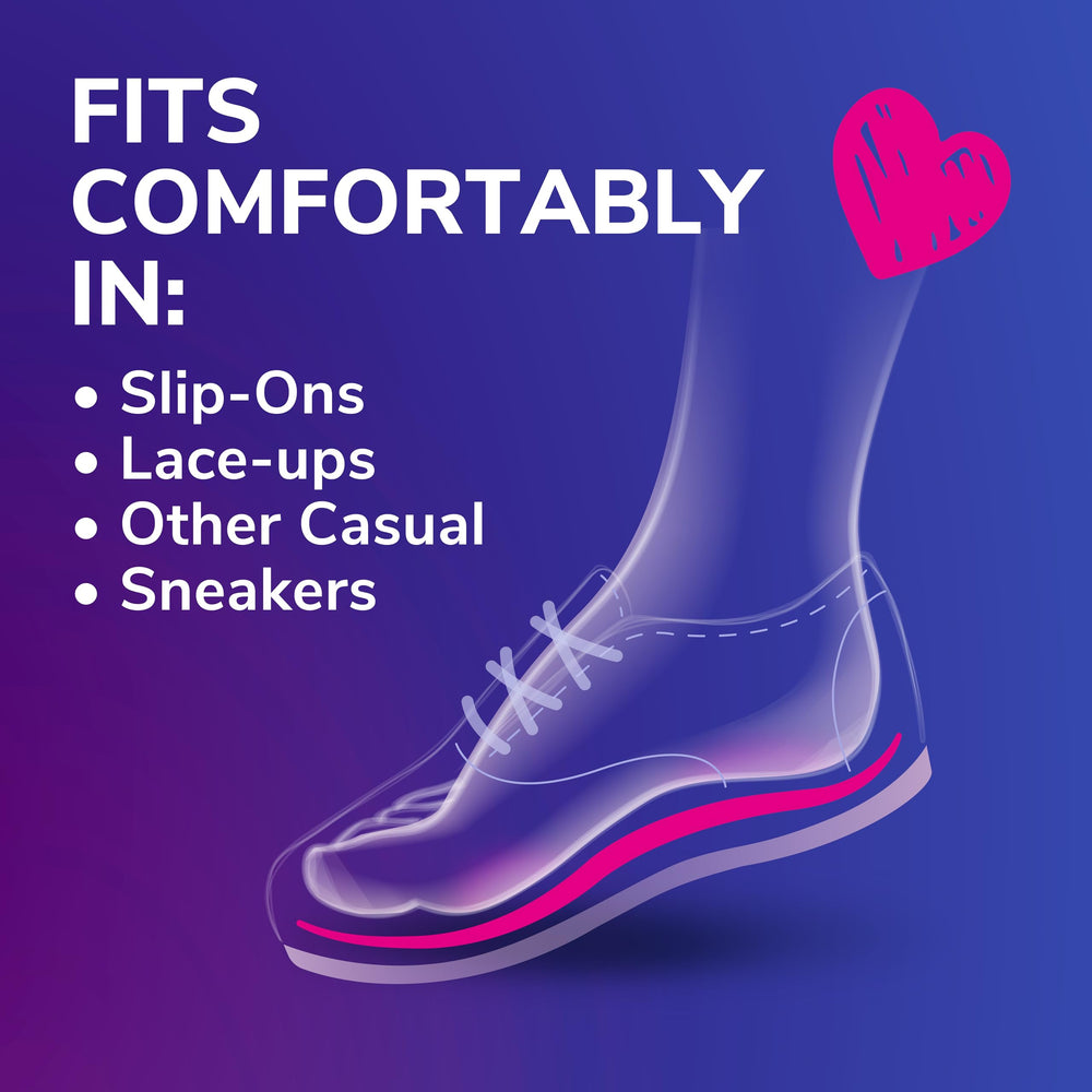 Dr. Scholl's Love Your Sneakers insoles show arch support and heel cup for stability.