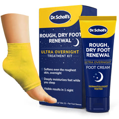 Dr. Scholl's Overnight Renewal Cream jar delivers deep hydration overnight.