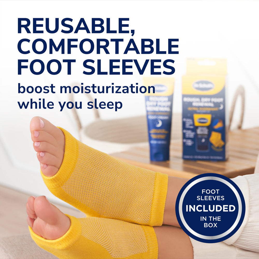 Front packaging view of Dr. Scholl's Rough, Dry Foot Renewal kit.