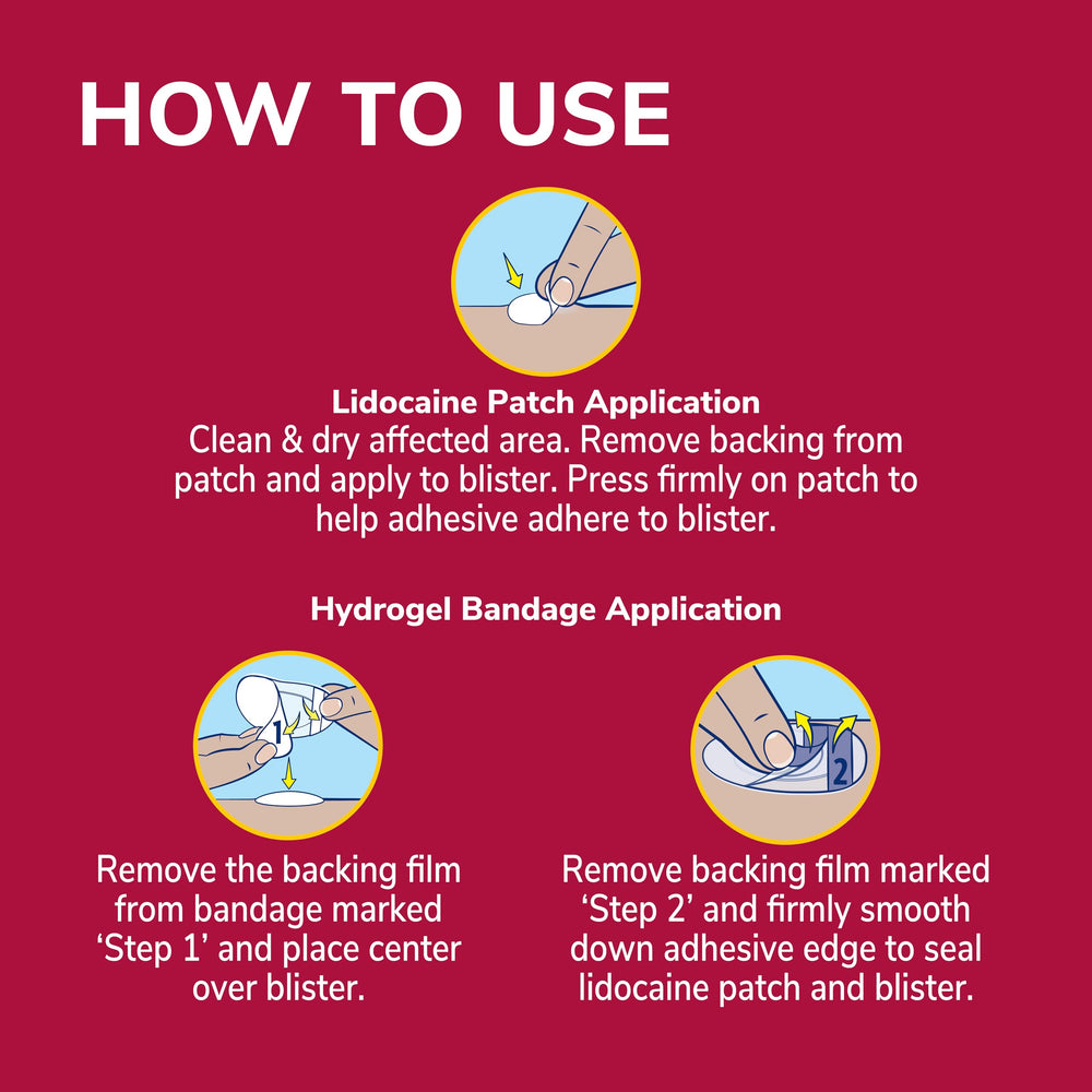 Patches applied to foot blister showing relief on skin.
