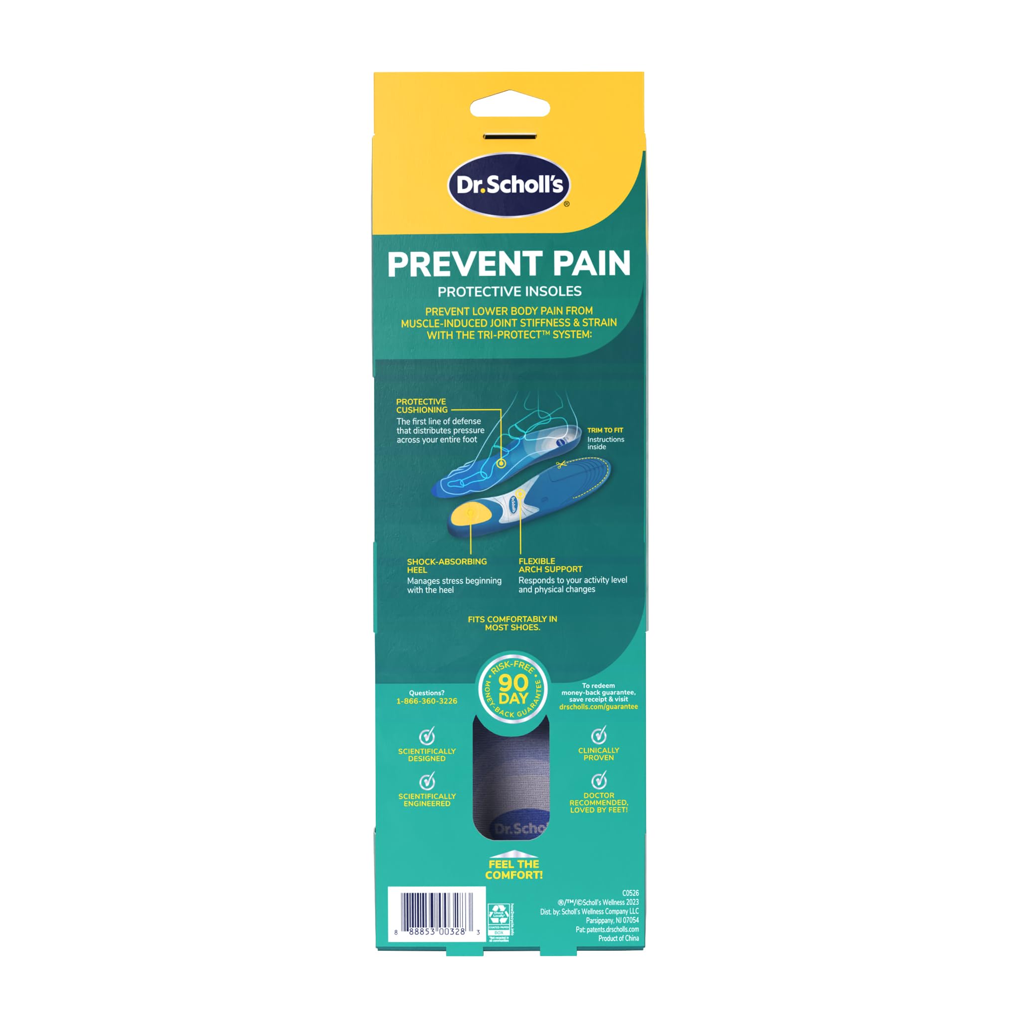 Dr. Scholl's Prevent Pain Insoles support overall foot wellness during daily wear.