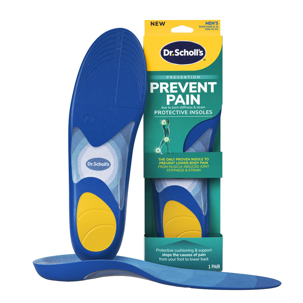 Dr. Scholl's Prevent Pain Insoles with Tri-Protect cushion the full foot for daily comfort.