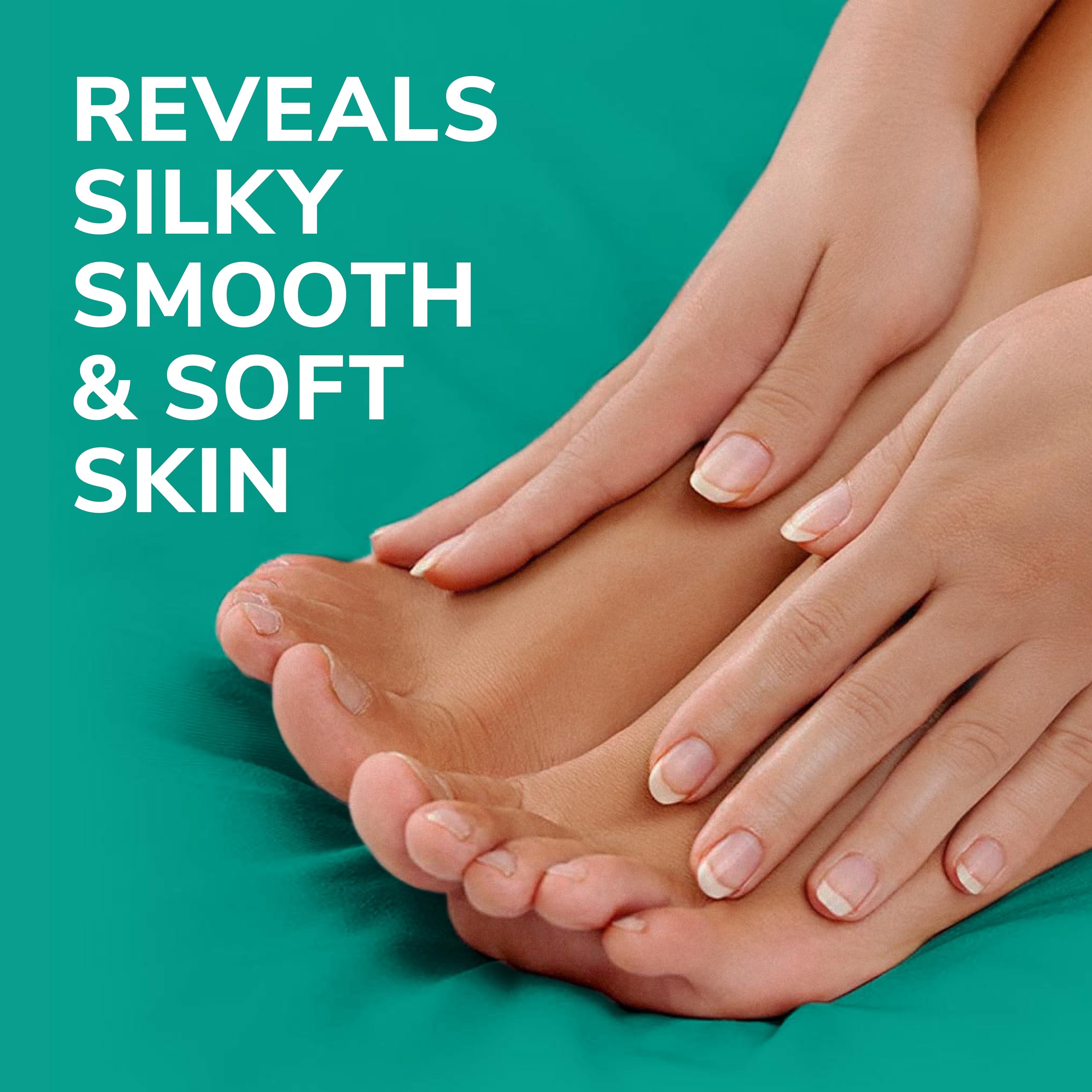 Dr. Scholl's foot peel mask application with socks demonstrates easy at-home treatment.