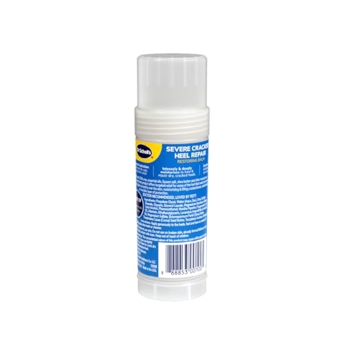 Rich balm texture smoothing cracked heel skin with Dr. Scholl's.