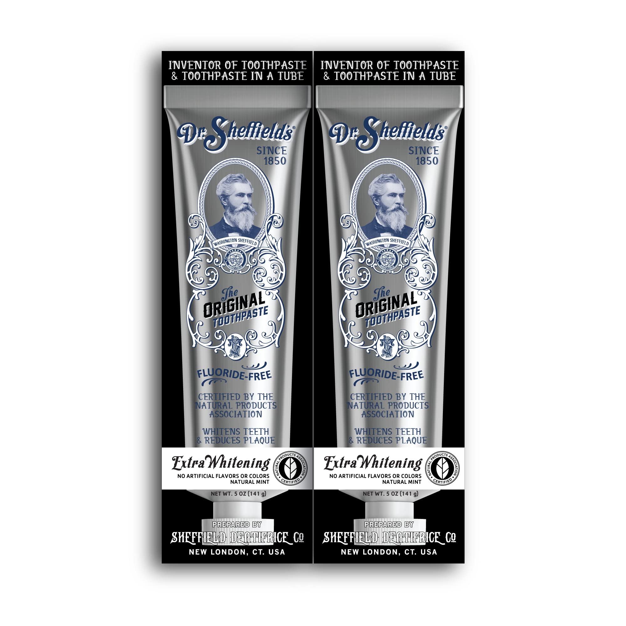 Dr. Sheffield's Extra-Whitening toothpaste tube front for daily brushing
