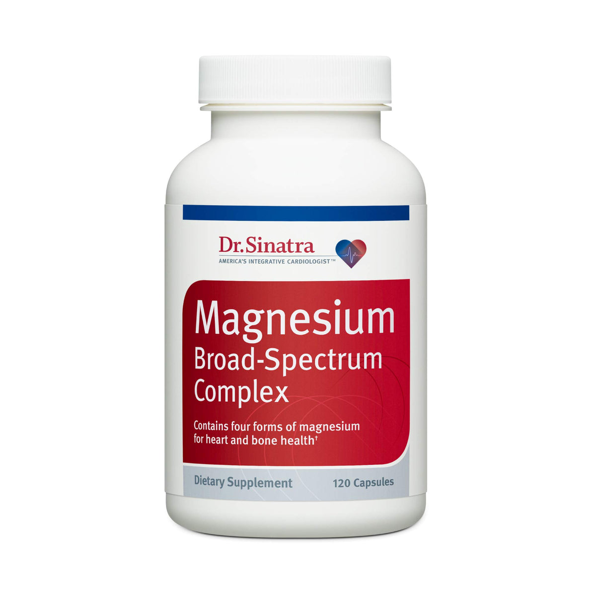 Dr. Sinatra Magnesium Broad-Spectrum bottle for daily heart-support supplement.