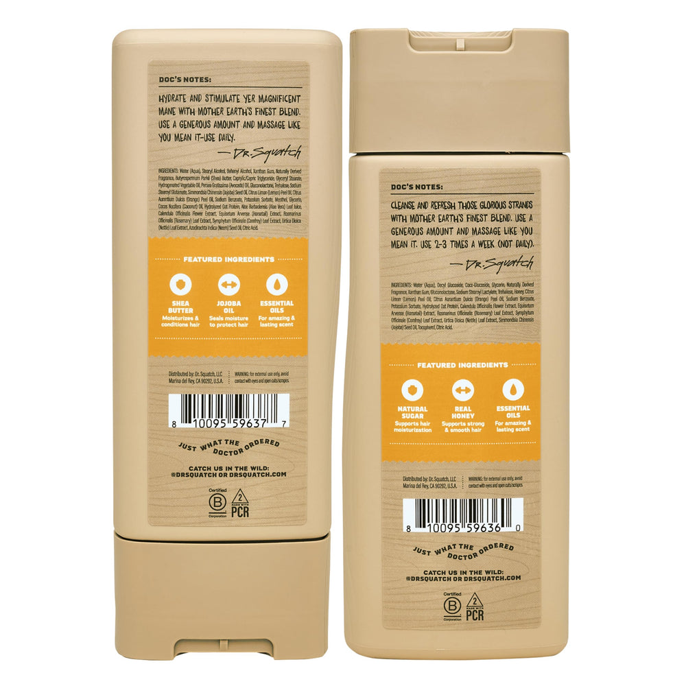 Dr. Squatch 2-pack packaging showcases the natural hair care set