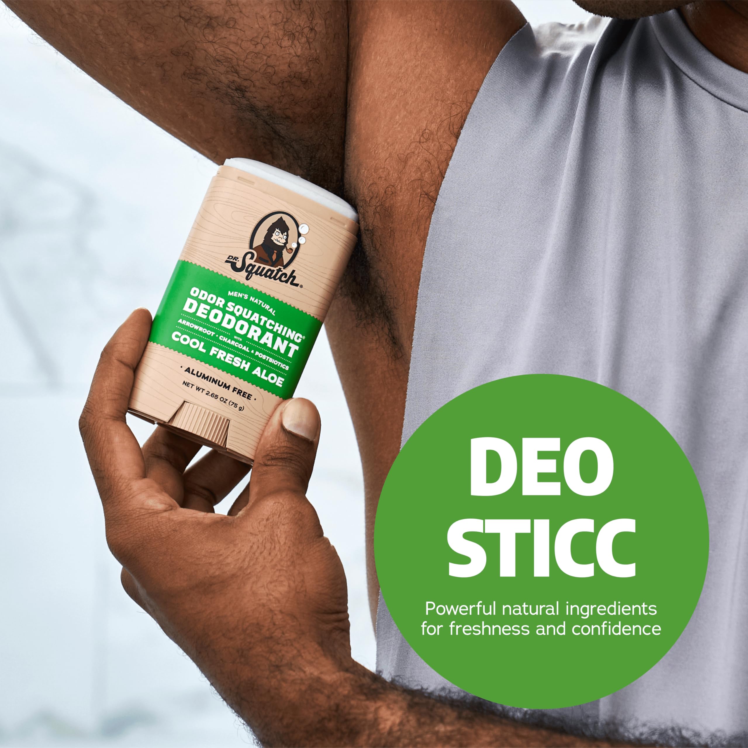3-pack display of Dr. Squatch deodorant emphasizes value and convenience.