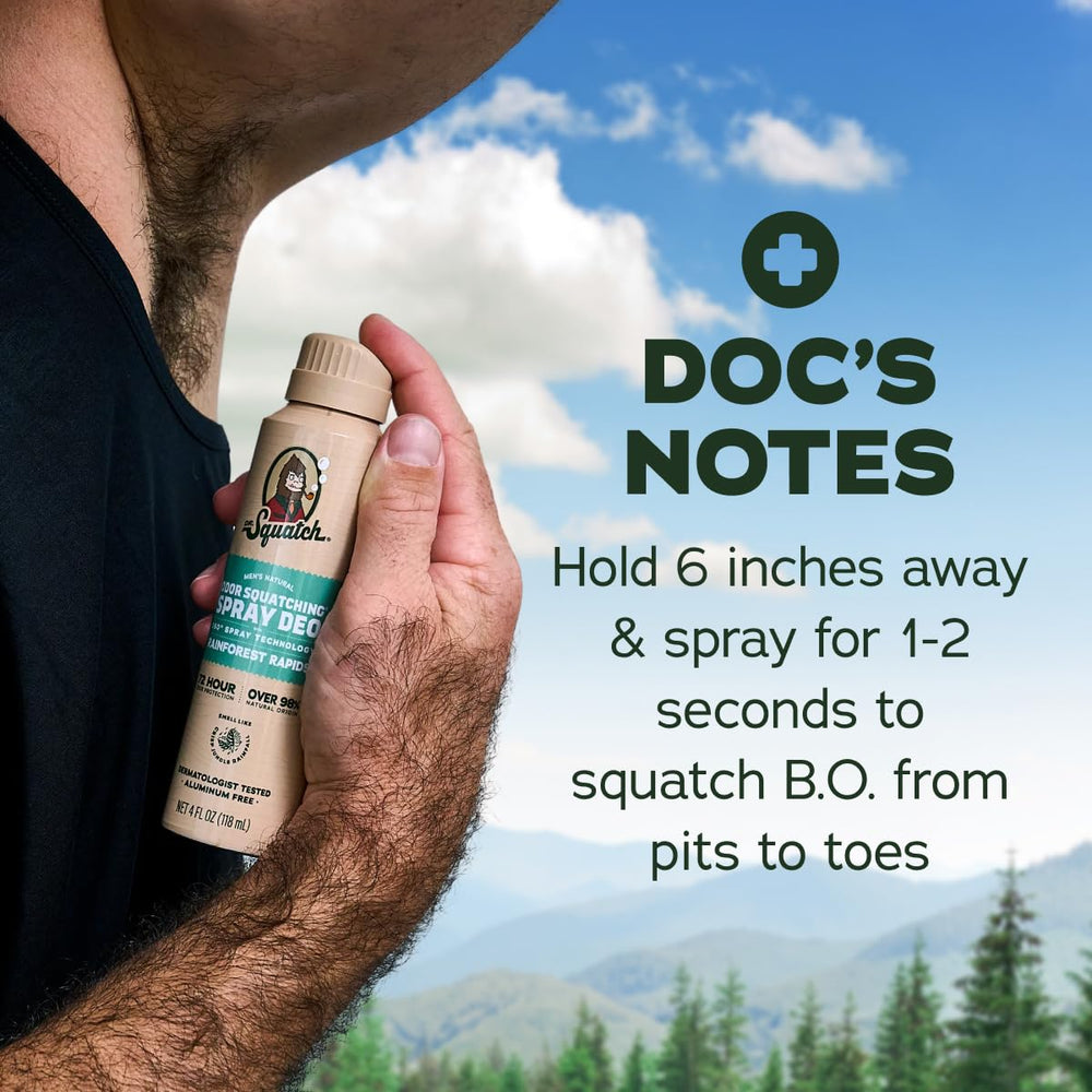 Dr. Squatch 360-degree spray illustration for full-angle coverage