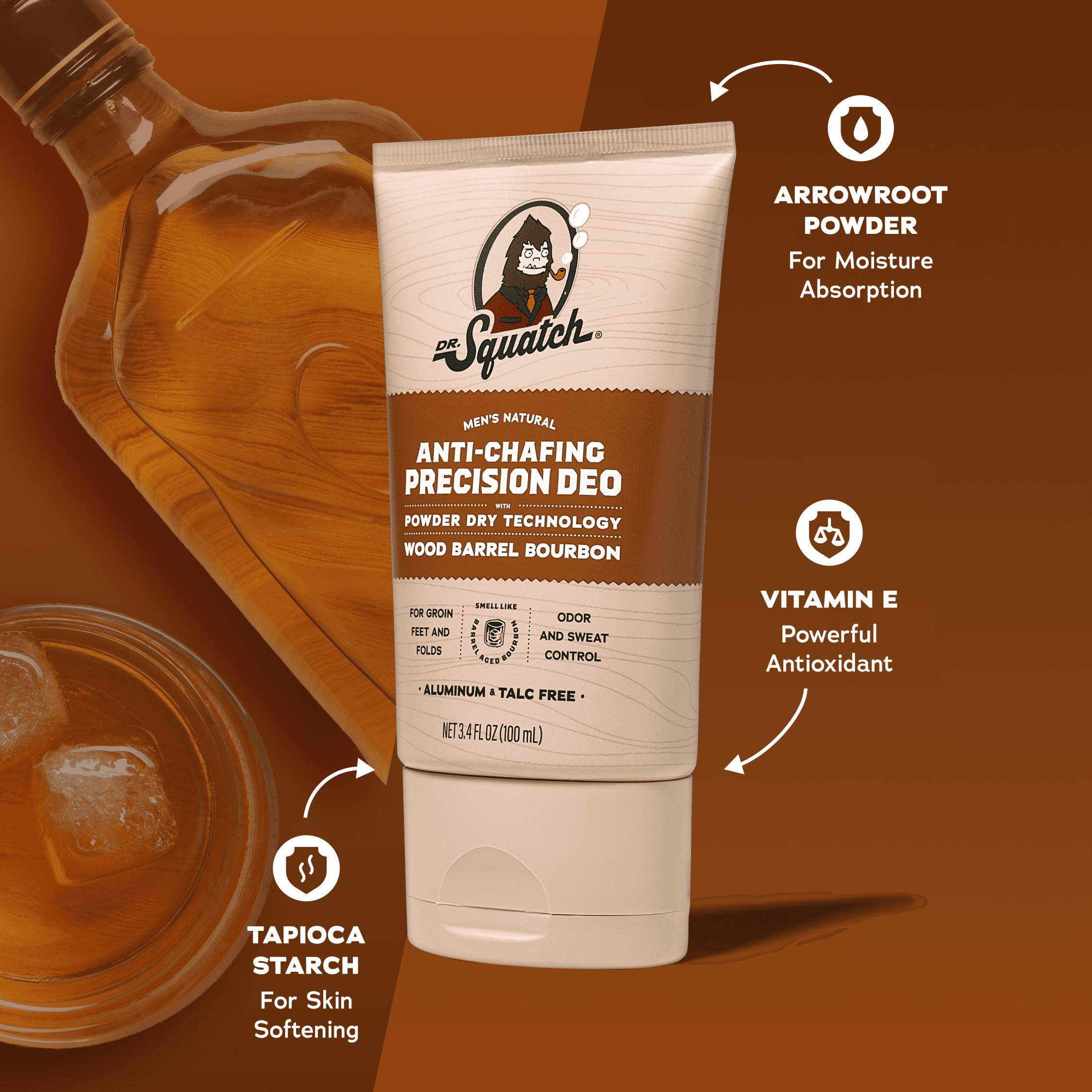 Dr. Squatch absorbs sweat for lasting dryness and comfort.