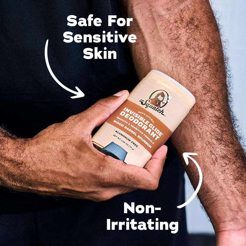 Dr. Squatch aluminum-free formula supports sensitive skin comfort.