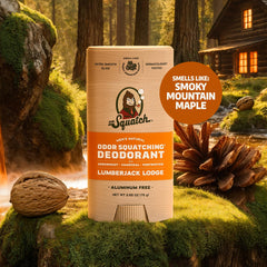 Dr. Squatch arrowroot powder visual for gentle moisture management.
