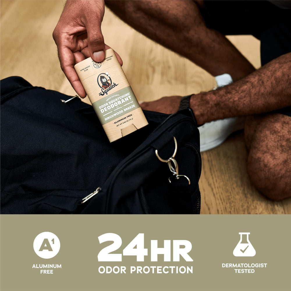Natural ingredients close-up: arrowroot, charcoal, postbiotics for natural odor defense.