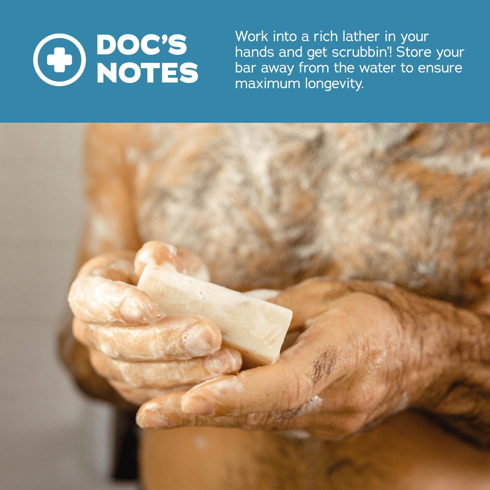 Dr. Squatch Coastal Mist soap lather highlighting rich suds and clean feel