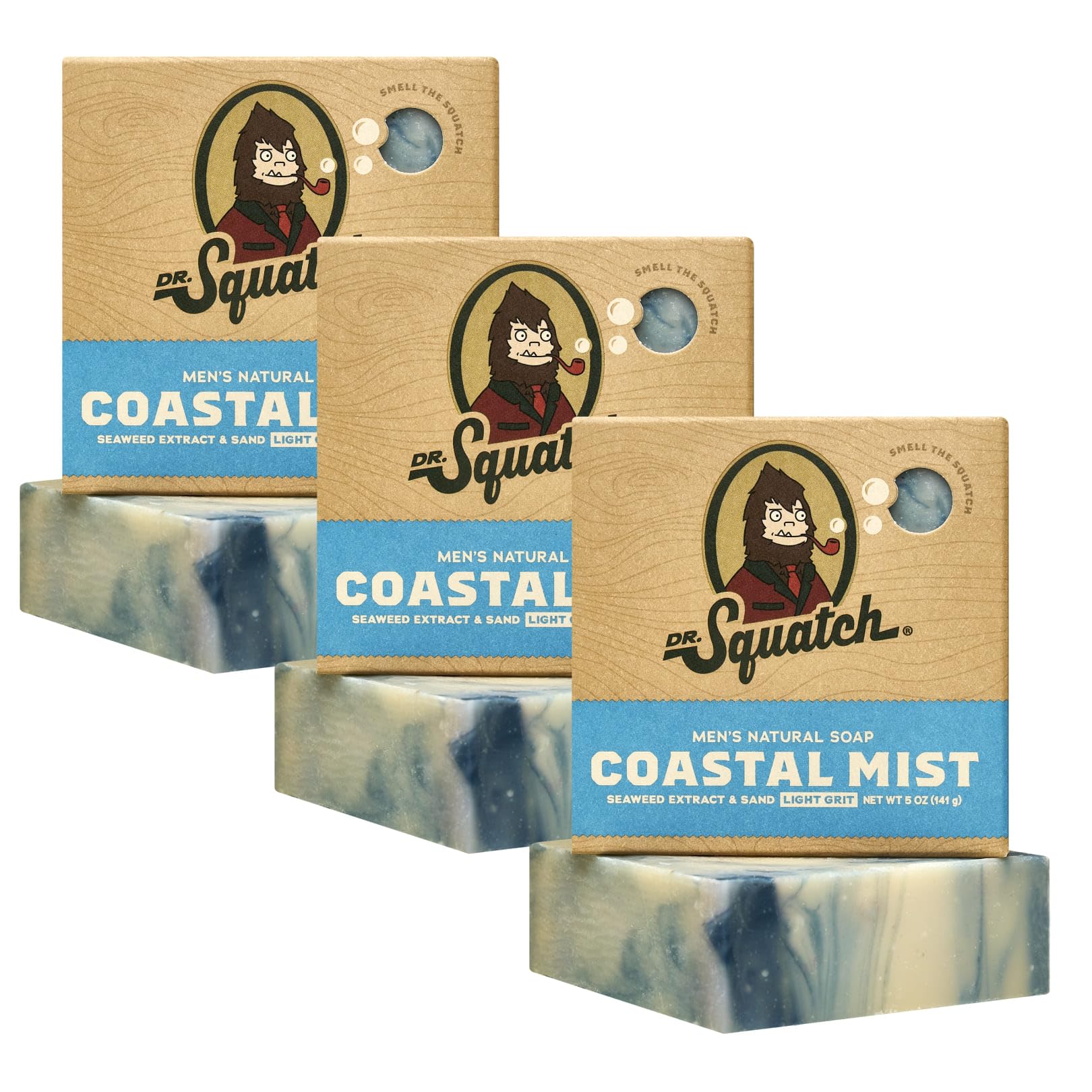 Dr. Squatch Coastal Mist bar soap packaging for a premium gift-ready experience