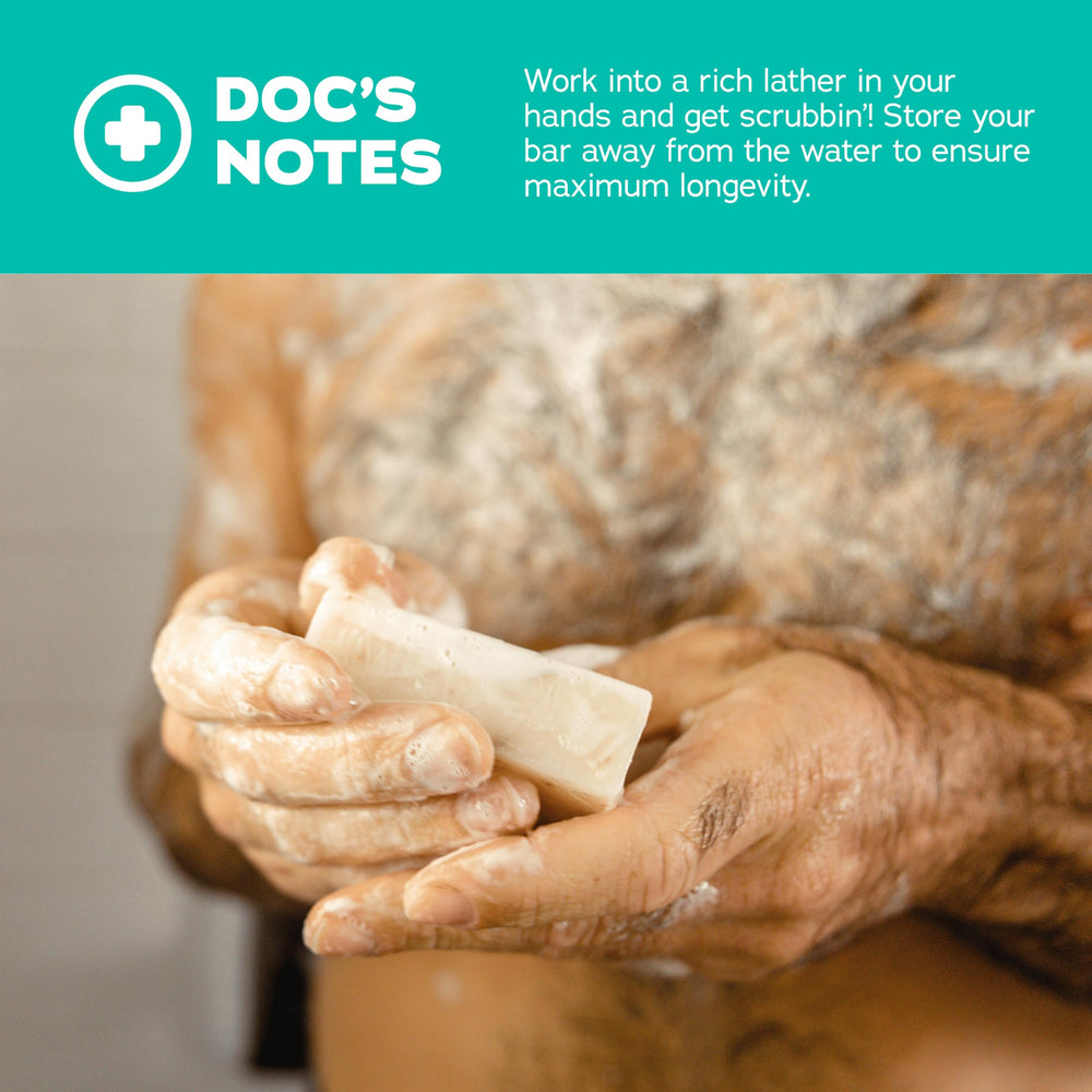 Dr. Squatch Coconut Castaway bar focused on shea butter for skin hydration.