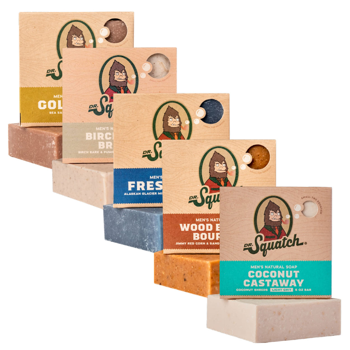 Dr. Squatch Coconut Castaway bar soap for a refreshing cleanse and tropical aroma.