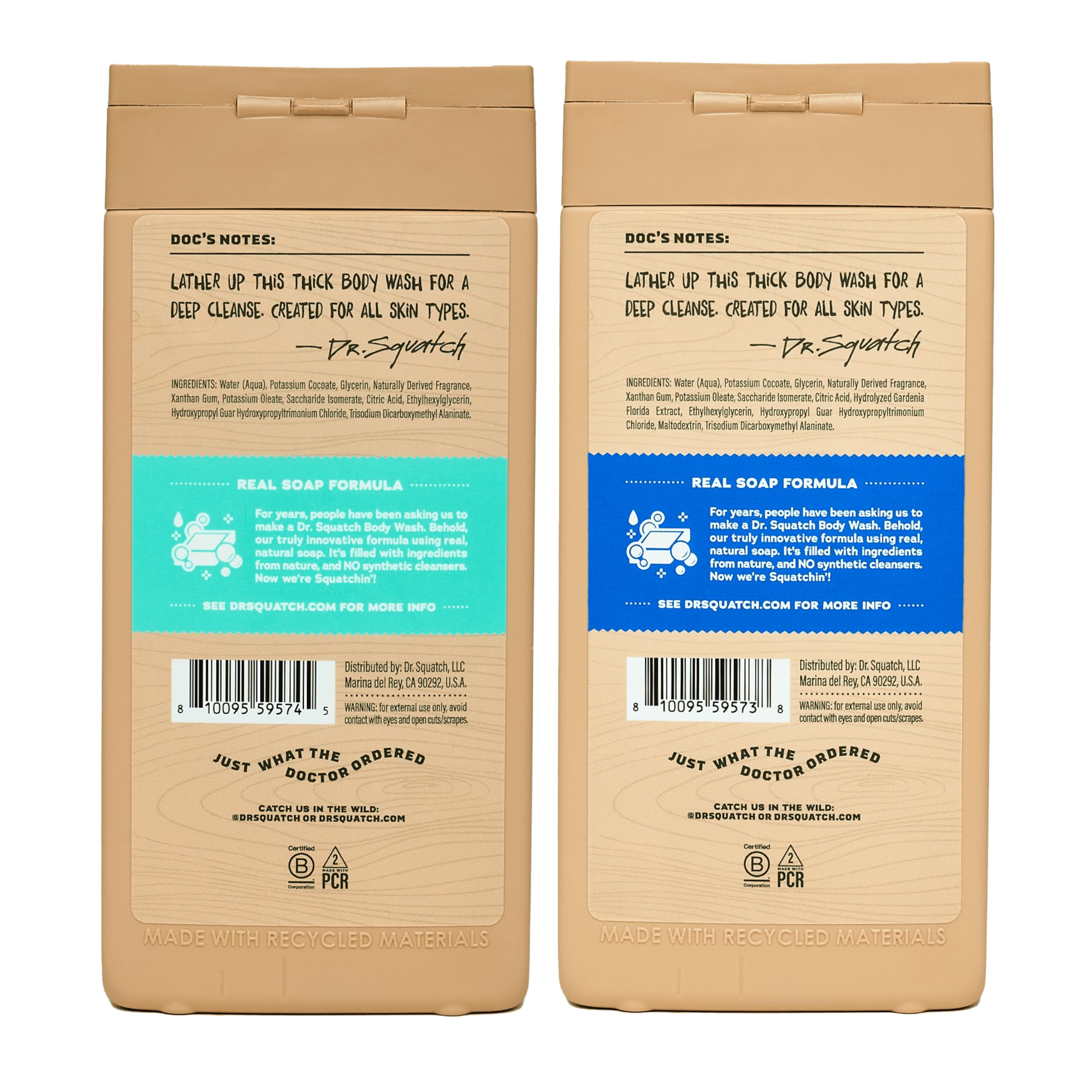 Dr. Squatch Coconut Castaway bottle for long-lasting post-shower freshness.