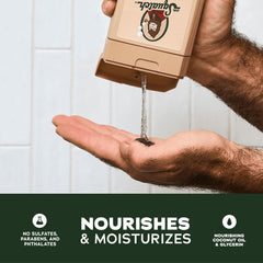 Close-up of Coconut Castaway lather pump highlighting the natural soap formula.