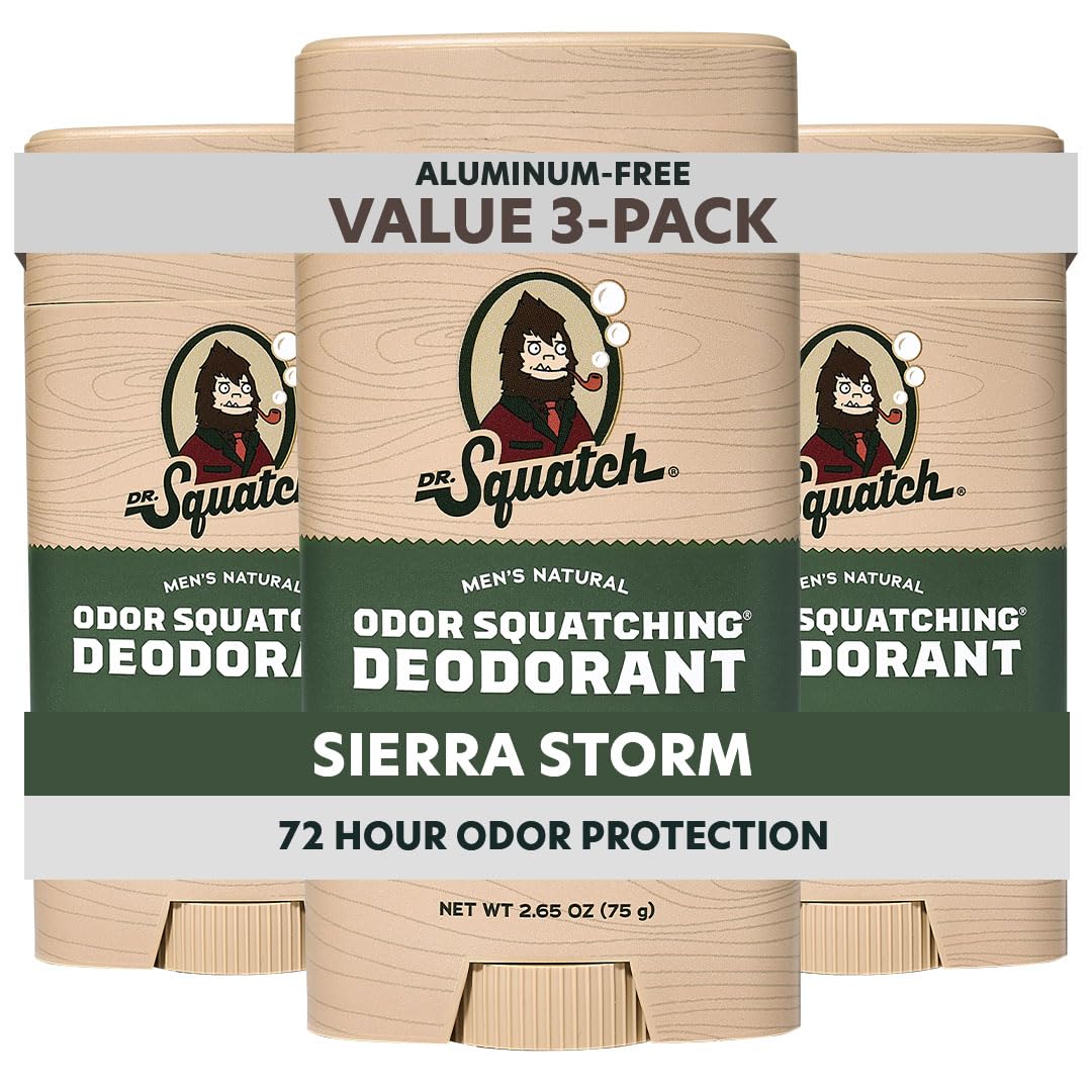 Dr. Squatch Mountain Meadow deodorant 3-pack front view for natural odor protection.
