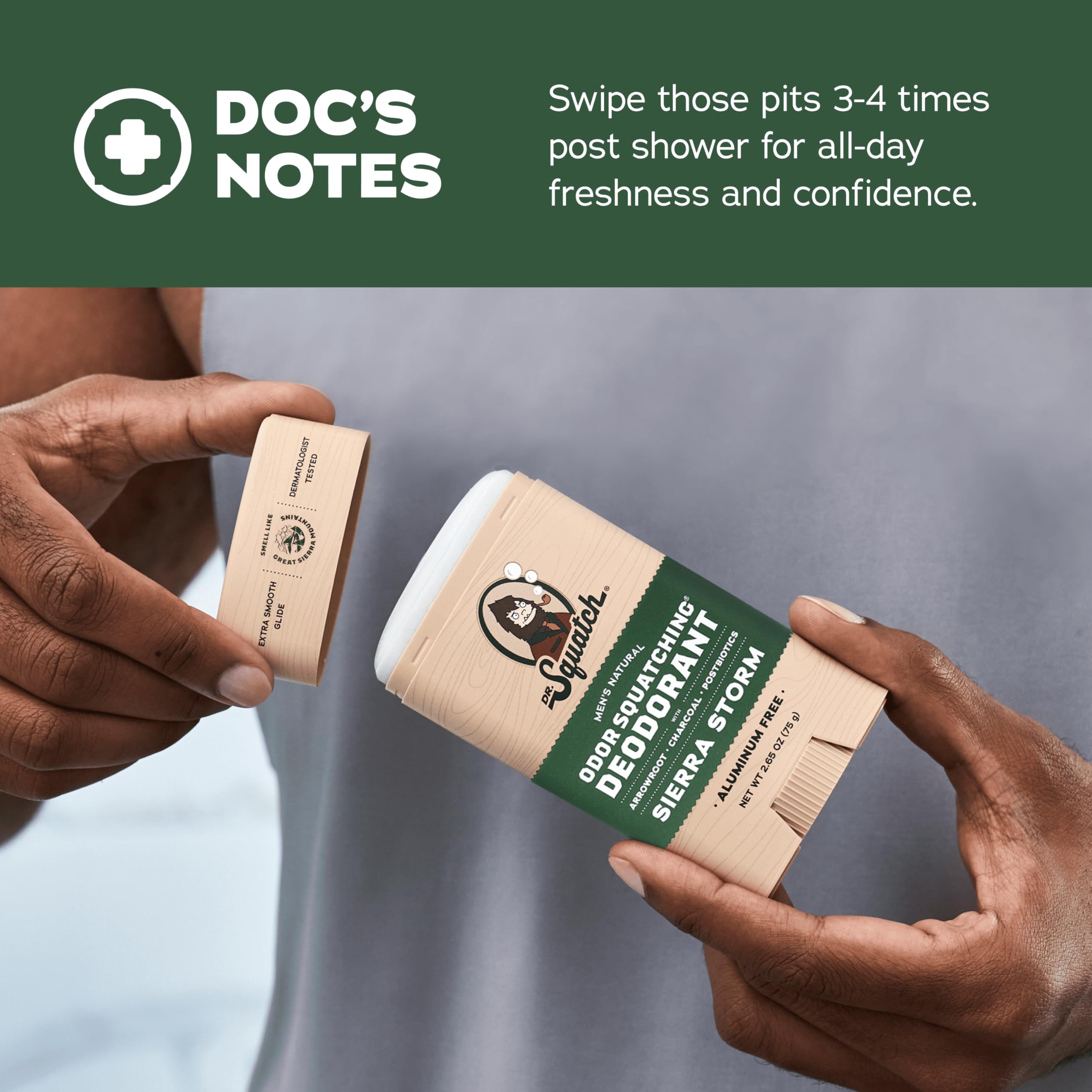 Dr. Squatch 3-pack side shot emphasizes aluminum-free, natural fragrance.