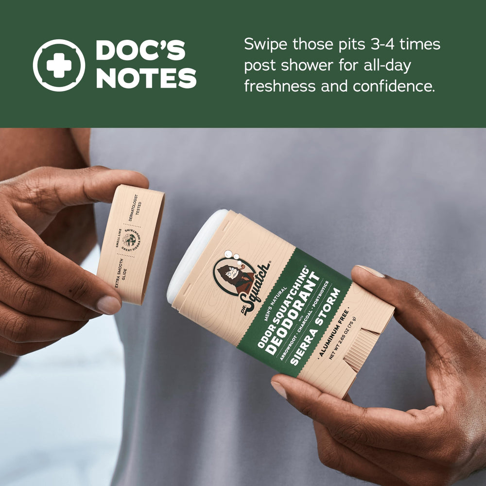 Dr. Squatch 3-pack side shot emphasizes aluminum-free, natural fragrance.