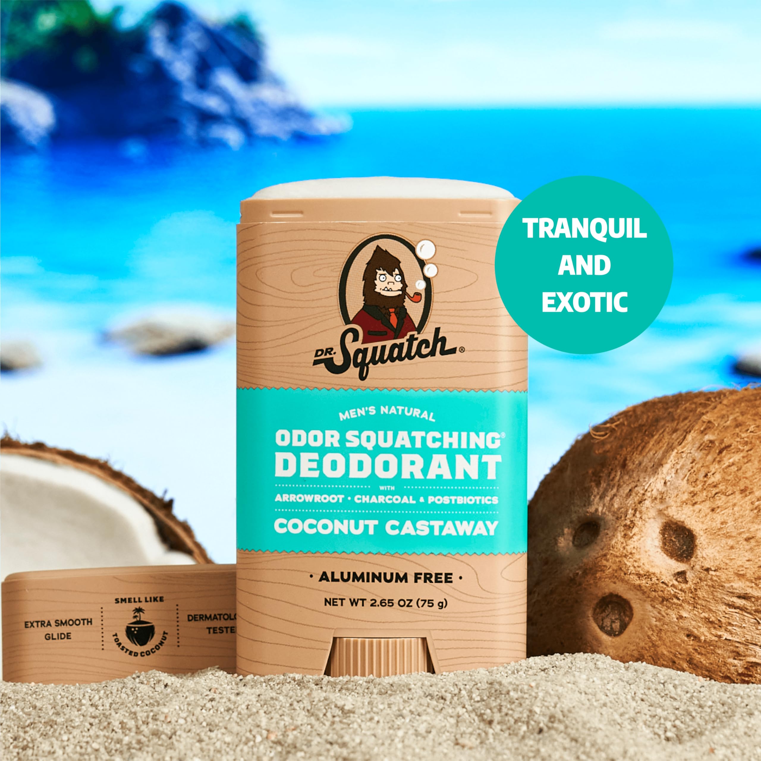 Dr. Squatch charcoal powder texture close-up highlighting odor control.