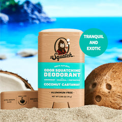 Dr. Squatch charcoal powder texture close-up highlighting odor control.