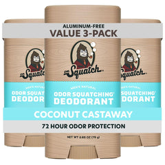 Dr. Squatch Coconut Castaway deodorant stick front view for long-lasting freshness.