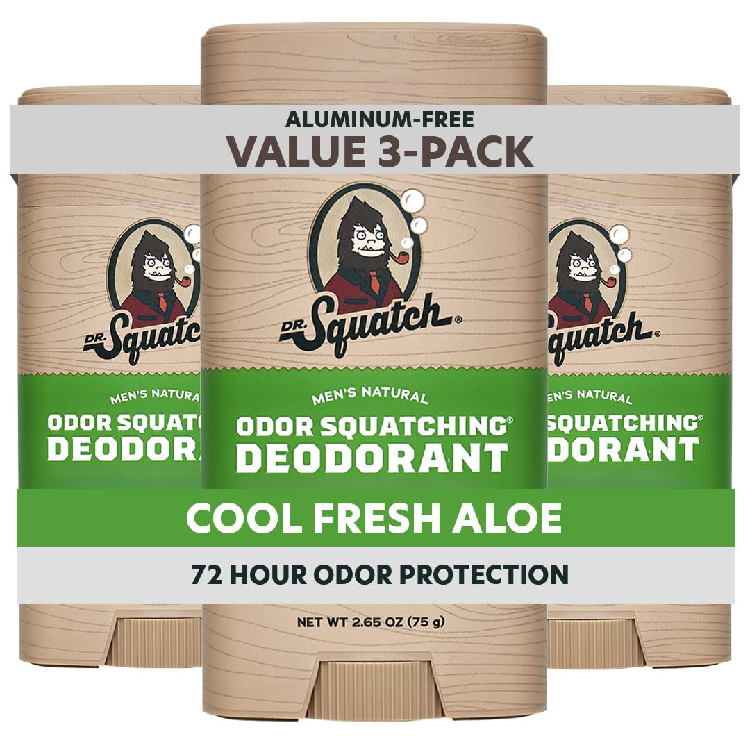 Dr. Squatch Cool Fresh Aloe deodorant stick for all-day odor control.