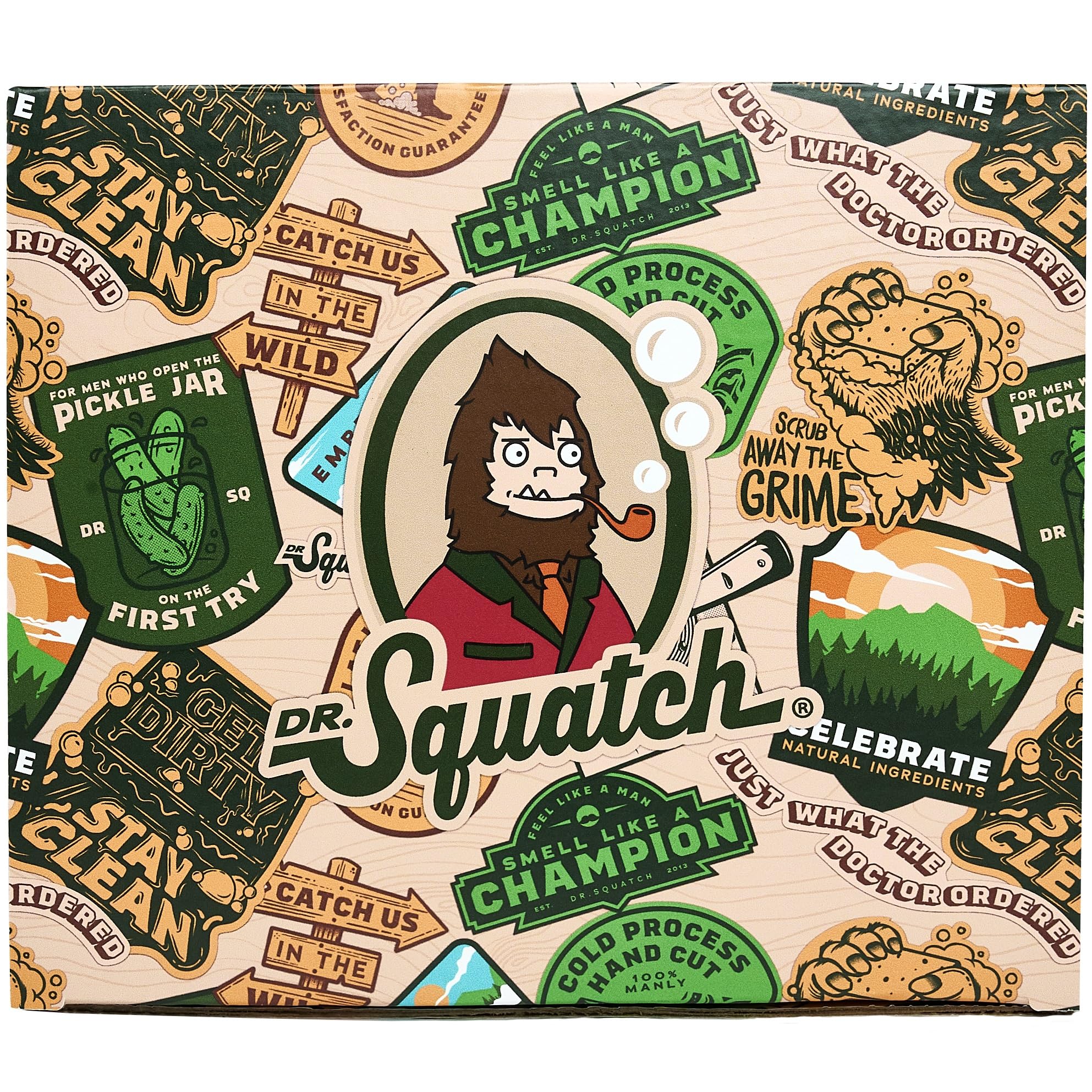 Dr. Squatch Fireside Bourbon Cologne bottle with a rich, woodsy aroma