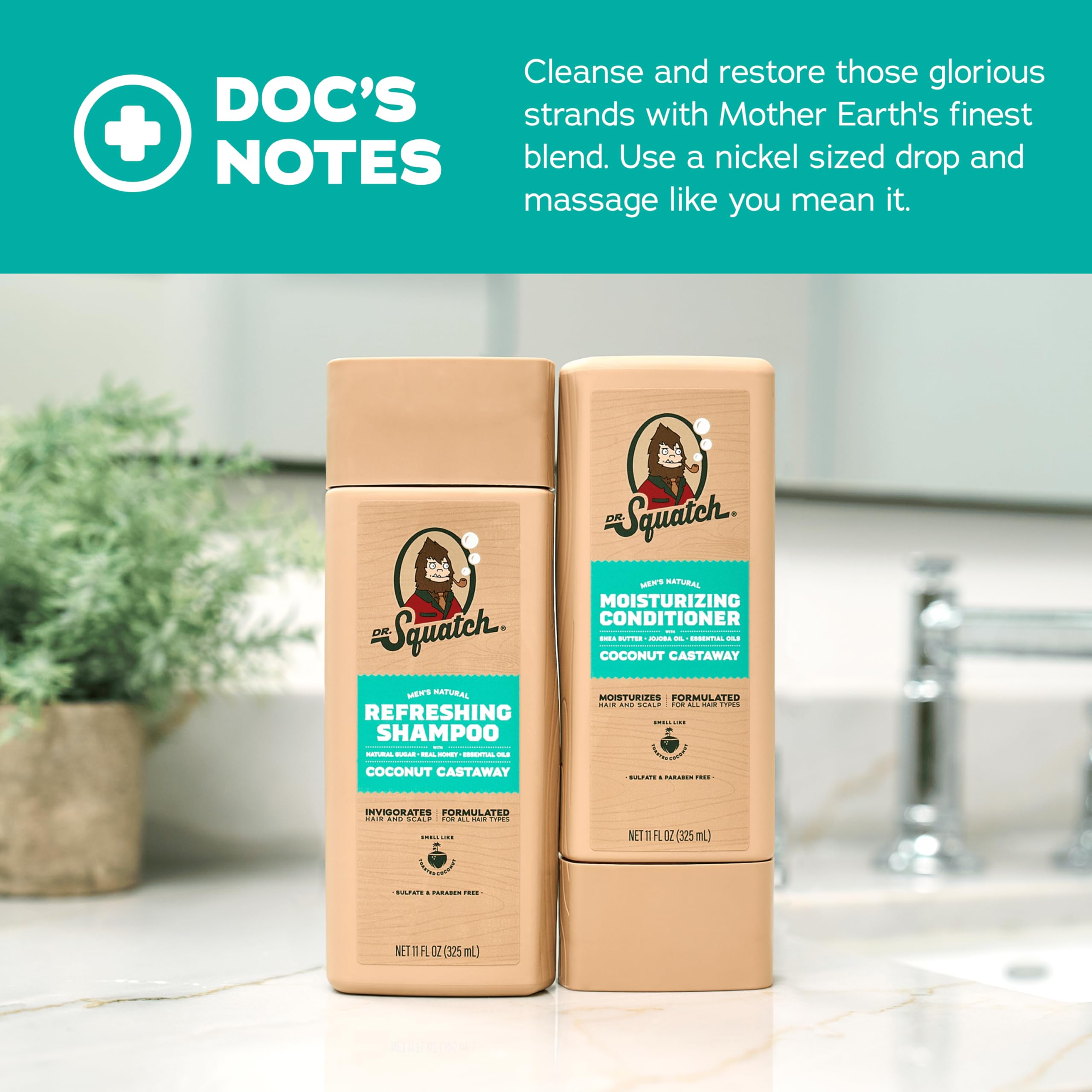 Dr. Squatch fragrance profile emphasizes Coconut Castaway scent.