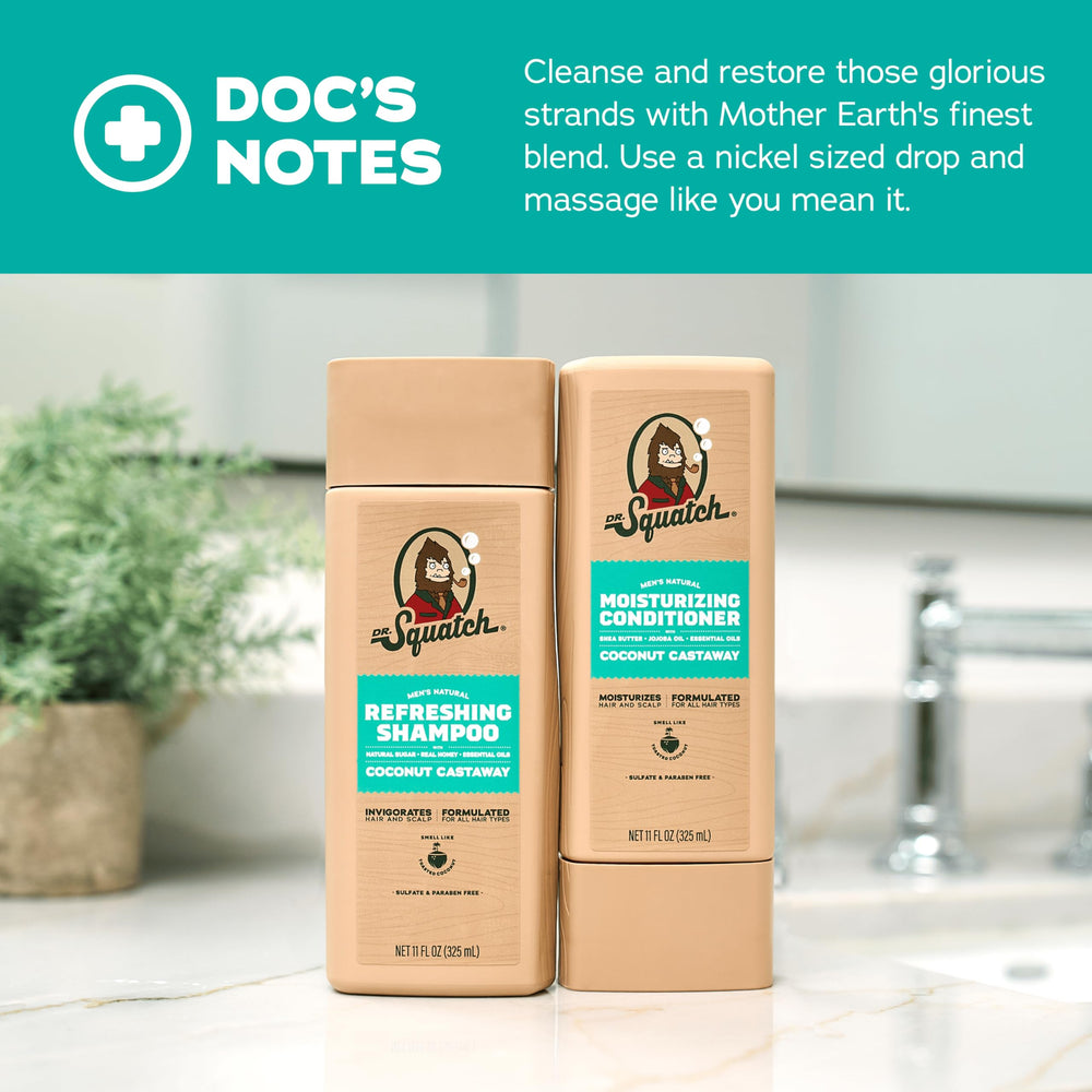 Dr. Squatch fragrance profile emphasizes Coconut Castaway scent.