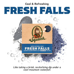 Dr. Squatch Fresh Falls bar soap provides a cooling scent for a wake-up shower.