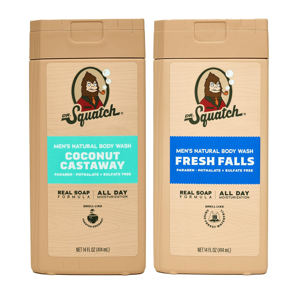 Dr. Squatch Fresh Falls bottle, 14oz, for refreshing daily hygiene.