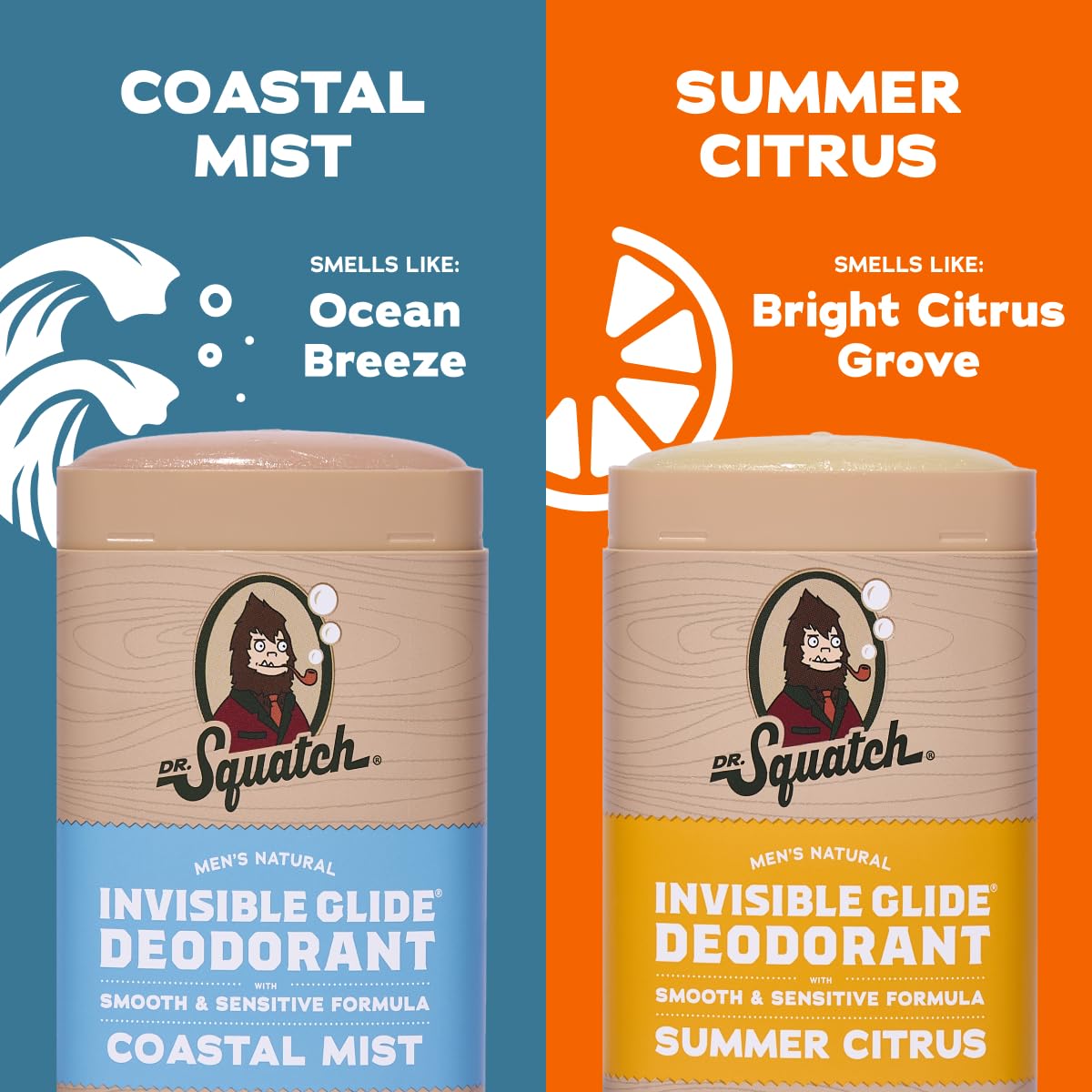 Two pack box display of Dr. Squatch Invisible Glide deodorants
