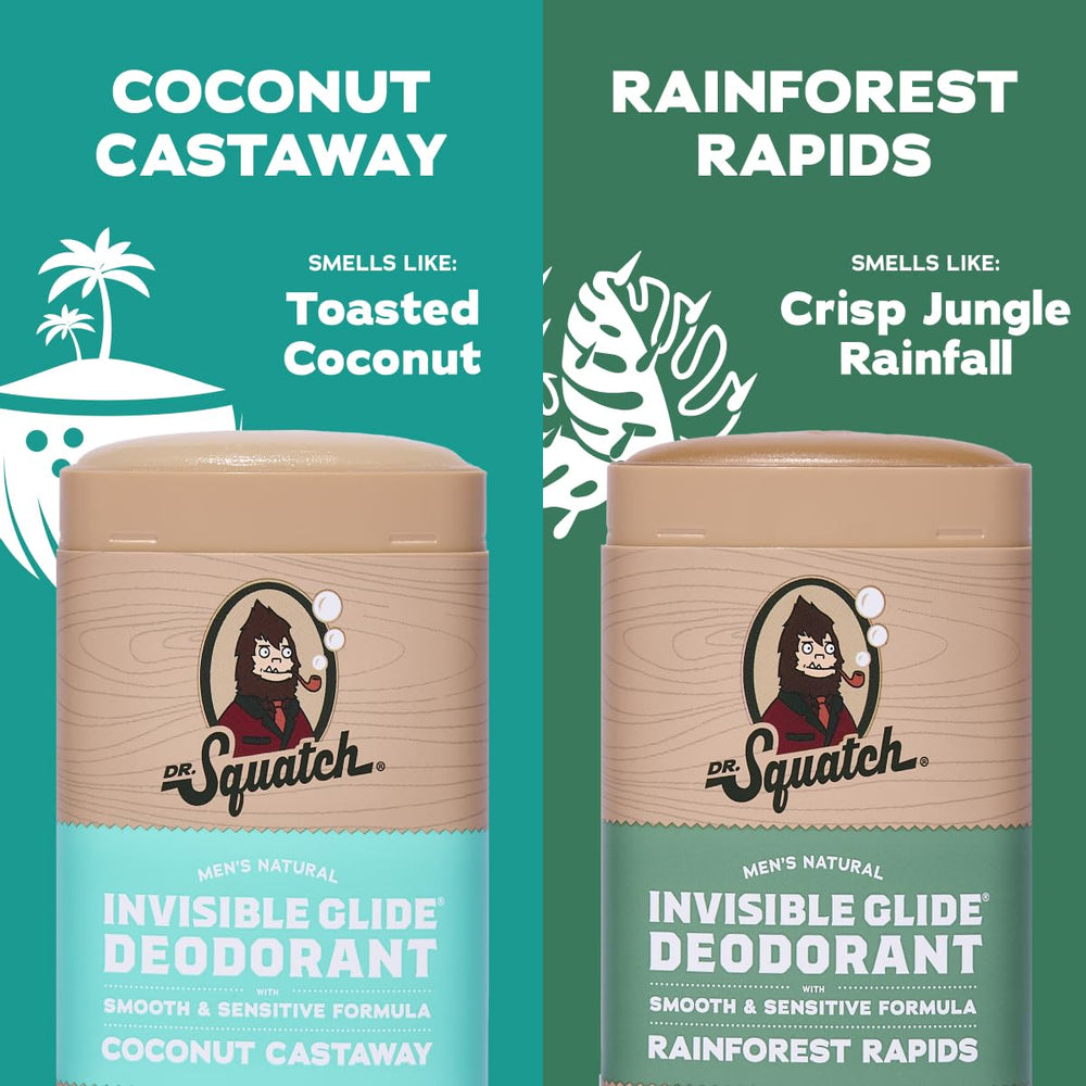 Two-pack Dr. Squatch Invisible Glide box demonstrates convenient daily protection