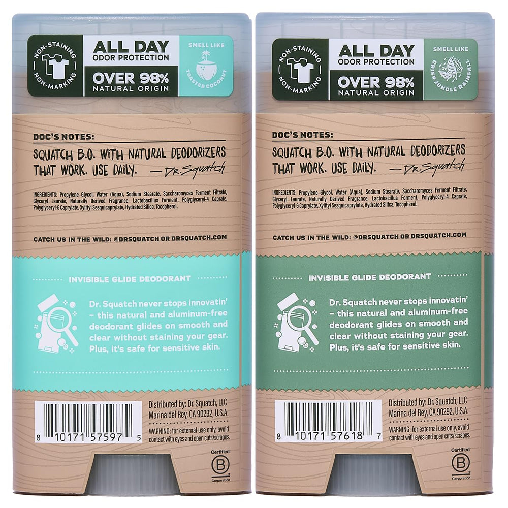 Dermatologist-tested Dr. Squatch Invisible Glide gentle formula for sensitive skin