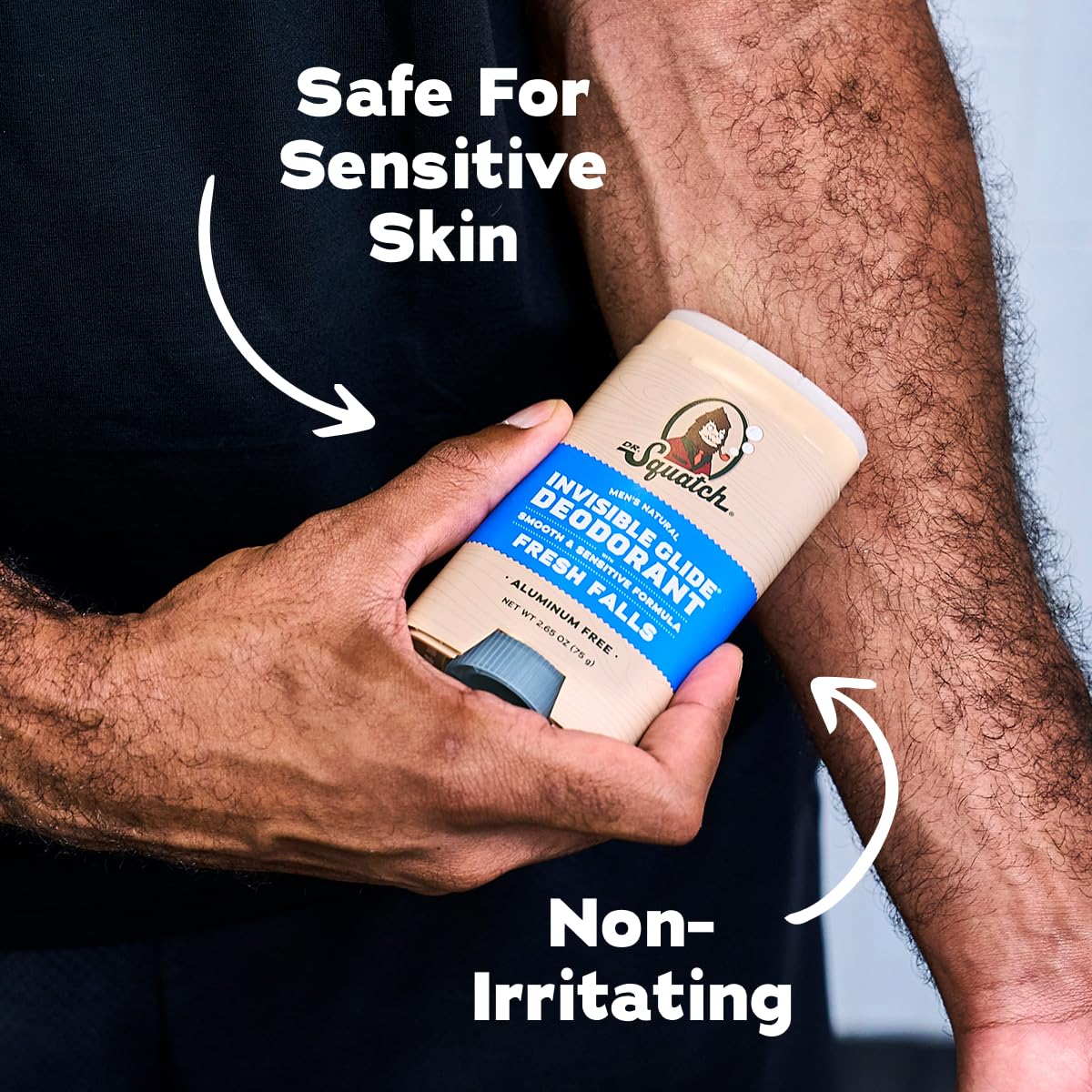 Dr. Squatch Invisible Glide Fresh Falls scent badge visible on the label