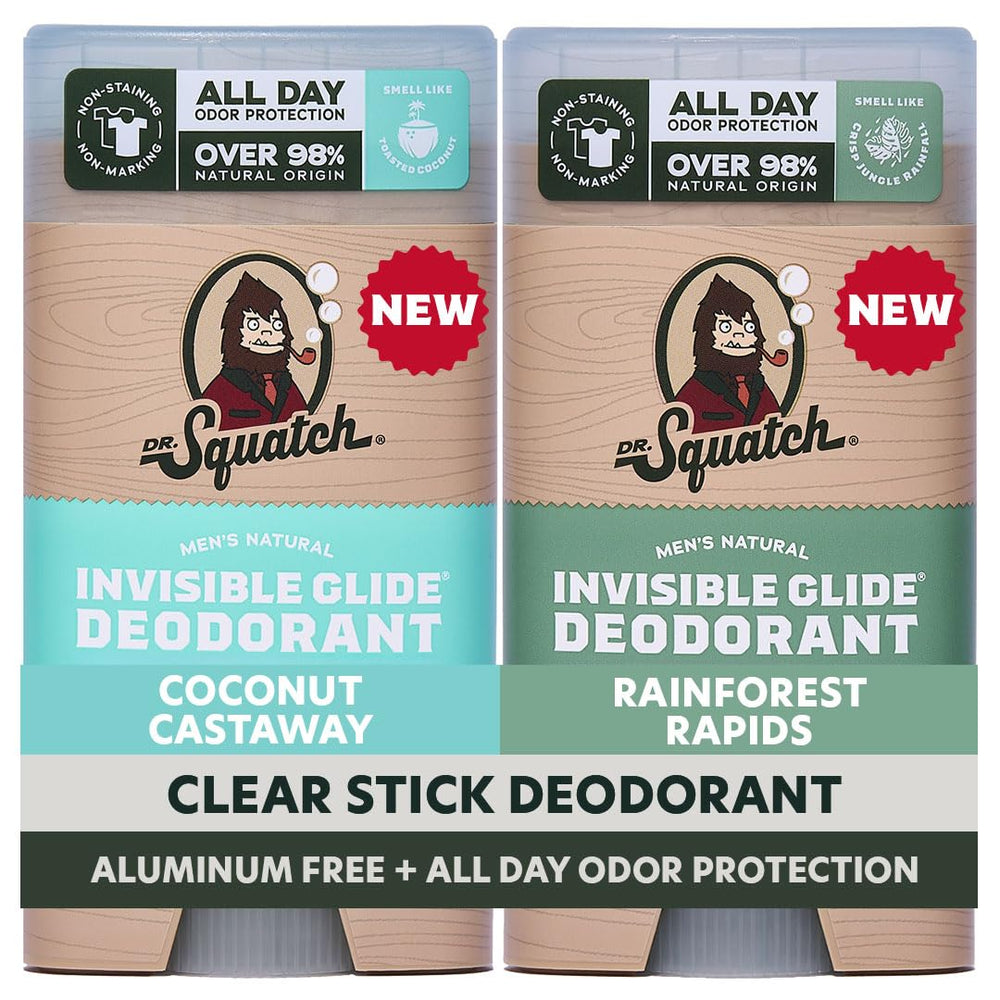Dr. Squatch Invisible Glide front view shows aluminum-free deodorant for all-day freshness